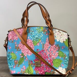 Dooney & Bourke Hydrangea Coated Canvas Satchel Floral Shoulder & Crossbody Bag